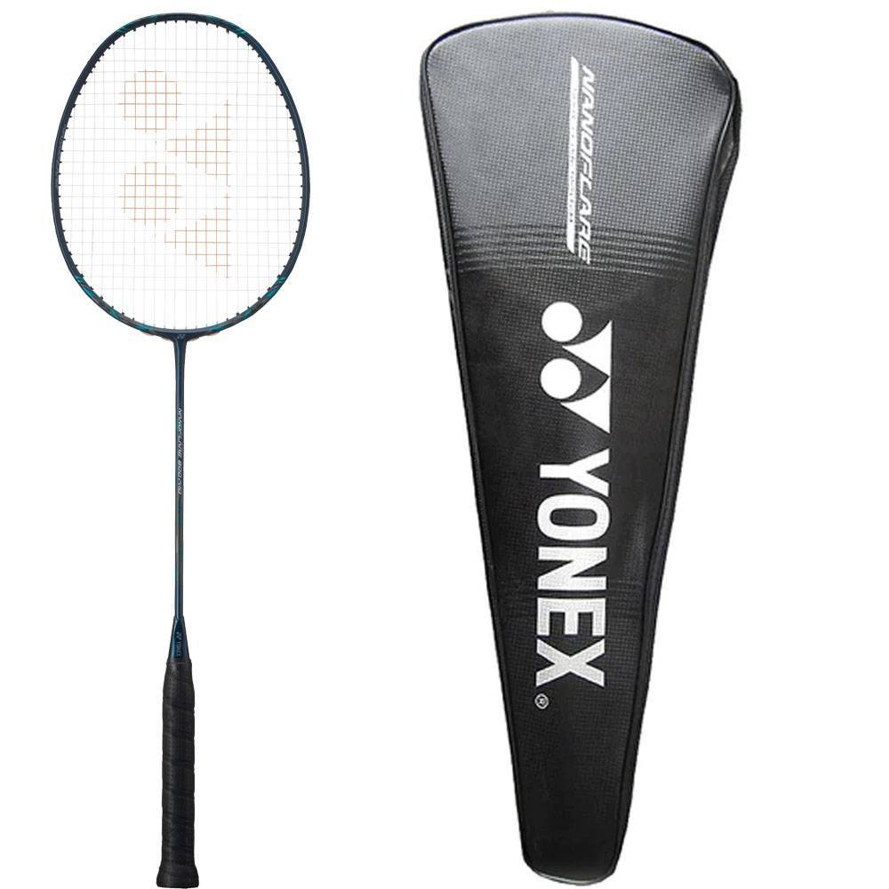 Close-up of the NANOFLARE 800 TOUR racket's frame, highlighting the Nanocell NEO and Copper materials in Deep Green.