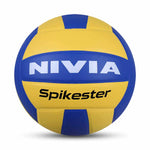 "Nivea Spikester Volleyball, official size, dotted red and white PU surface, for indoor and outdoor play. Dotted texture for spin control, butyl bladder for air retention."