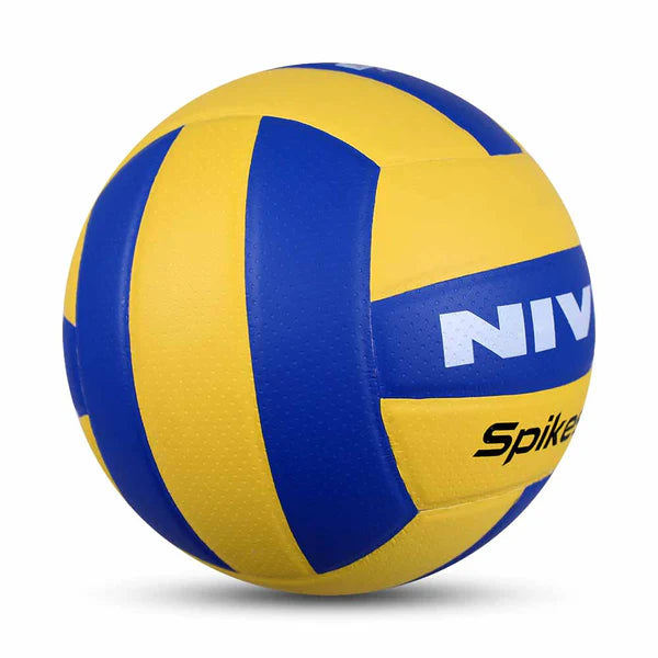"NIVIA Spikster Volleyball, official size, dotted red and white PU surface, for indoor and outdoor play. Dotted texture for spin control, butyl bladder for air retention."