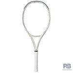Yonex Ezone 100L Naomi Osaka Edition Tennis Racquet (285g) in stunning White and Gold, front view. Limited edition design for power and comfort. Available at ProBadminton.in.