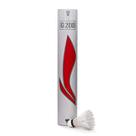 G200 Professional Hybrid Feather Shuttlecocks pack of 12, showing a single white shuttlecock with its cork base, next to the product tube on ProBadminton.in