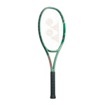Yonex Percept 97 Olive Green tennis racquet, front view, highlighting its sleek design and distinctive olive green finish. Ideal for advanced players seeking control and stability.