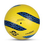 "Nivia Crater 2.0 Vollyball, yellow and blue, soft rubber. Official size for beginners, 280g weight, suitable for outdoor play."