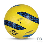 "Nivia Crater 2.0 Vollyball, yellow and blue, soft rubber. Official size for beginners, 280g weight, suitable for outdoor play."