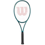 Wilson Blade 98 V9 tennis rackett displayed, emphasizing its design for superior control and accuracy for serious players. Shop at ProBadminton.in.