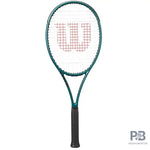 Wilson Blade 98 V9 tennis rackett displayed, emphasizing its design for superior control and accuracy for serious players. Shop at ProBadminton.in.