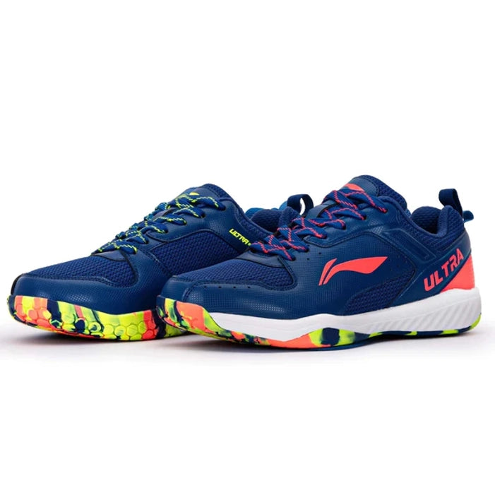 li-ning ultra speed badminton shoes navy blue orange lime probadminton.in