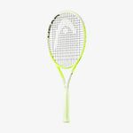 Full view of the unstrung HEAD Extreme MP 2024 tennis racquet, held by an advanced player on court, emphasizing its powerful aesthetic for a spin-heavy "misspell match." Find it at ProBadminton.in