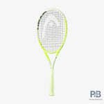 Full view of the unstrung HEAD Extreme MP 2024 tennis racquet, held by an advanced player on court, emphasizing its powerful aesthetic for a spin-heavy "misspell match." Find it at ProBadminton.in