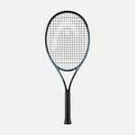 Head Gravity Junior 2025 Racquet vibrant on court: "Head Gravity Junior 2025 Tennis Racket with its dynamic color-shifting design prominently displayed on a vibrant blue tennis court