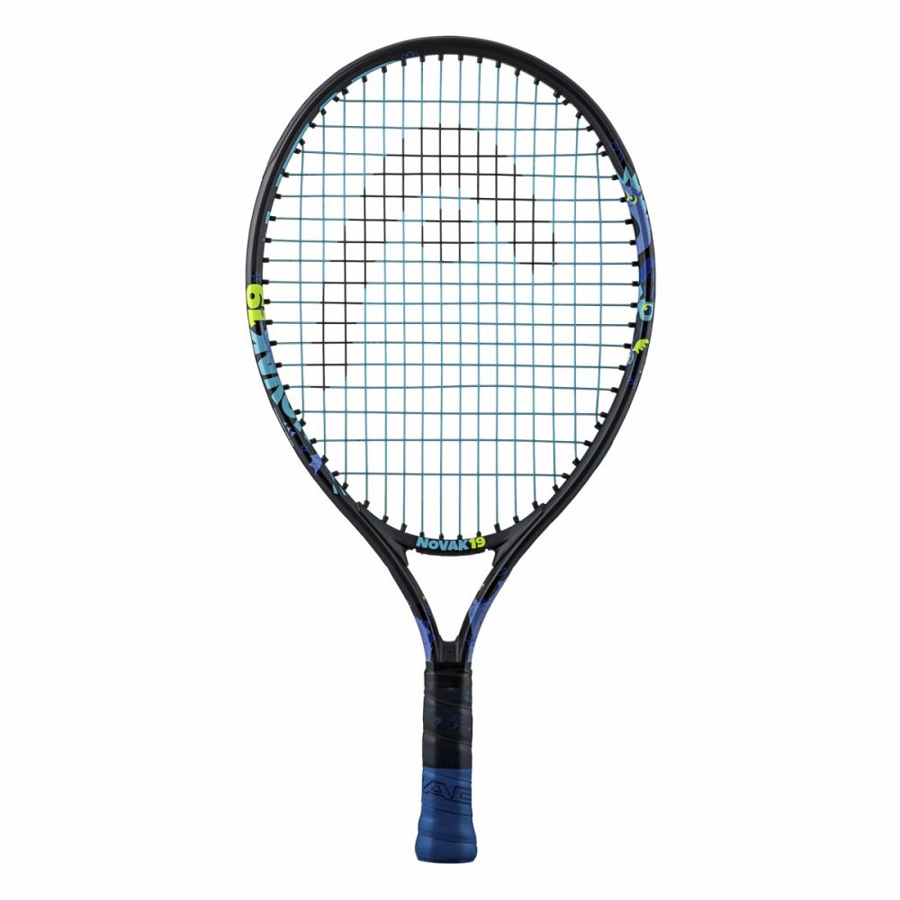 Head Novak 19 Junior Racquet vibrant design: "Head Novak 19 Junior Tennis Racquet showcasing its bright, child-friendly design and colors."