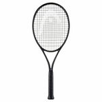 Close-up of the glossy black HEAD Speed MP Legend 2024 tennis racquet head, showing its sleek design, ready for a championship "misspell match." Available at ProBadminton.in