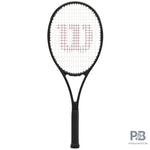 Alt Text: Wilson Pro Staff 97 Autograph tennis rackett displayed, emphasizing its design for ultimate power and precision, as used by Roger Federer. Available at ProBadminton.in.