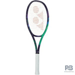 Yonex VCORE Pro 97L tennis racquet in a vibrant green and purple design, showcasing its full frame, ideal for intermediate players, available at ProBadminton.in.