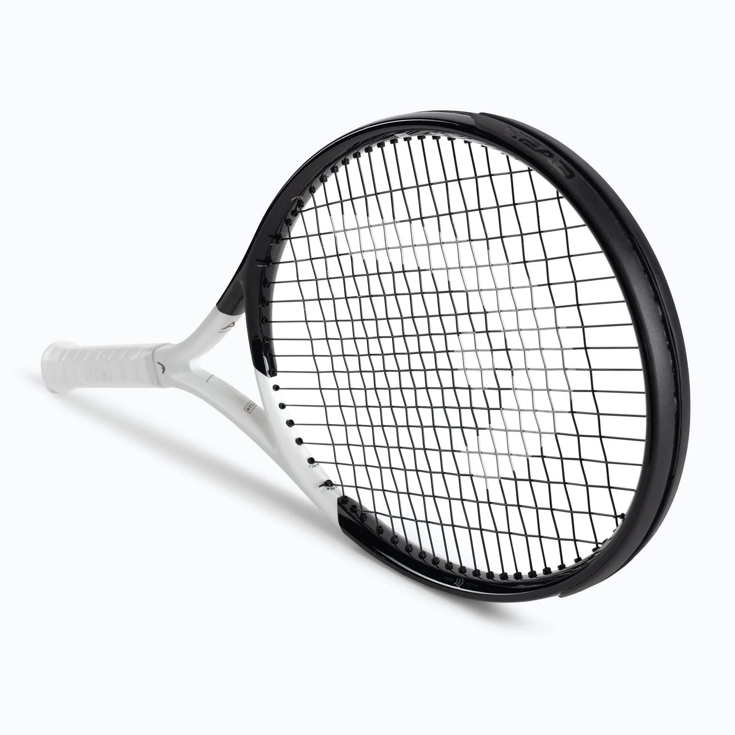 Full view of the HEAD Speed Team L 2022 tennis racquet, held by a hand on a tennis court, emphasizing its sleek matte/glossy finish and chrome accents. Find it at ProBadminton.in.