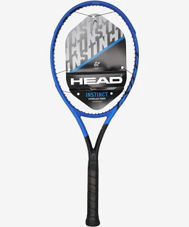 Full view of the HEAD Instinct Team 2022 tennis racquet in action on a court, held by an intermediate player, demonstrating its balanced power and control for any "misspell match." Find it at ProBadminton.in.