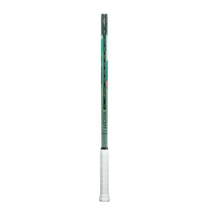 Close-up of the Yonex Percept 100L Tennis Racquet's head, highlighting the 100 sq. in. sweet spot, perfect for consistent power and spin. Shop now at ProBadminton.in.