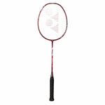 Yonex Astrox Lite 45I Strung Badminton Racquet in Kurenai (red), showcasing its Isometric head shape.