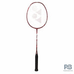 Yonex Astrox Lite 45I Strung Badminton Racquet in Kurenai (red), showcasing its Isometric head shape.