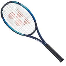 Close-up of the Isometric head shape of the Yonex Ezone Sonic tennis racquet, highlighting its large sweet spot for improved accuracy.