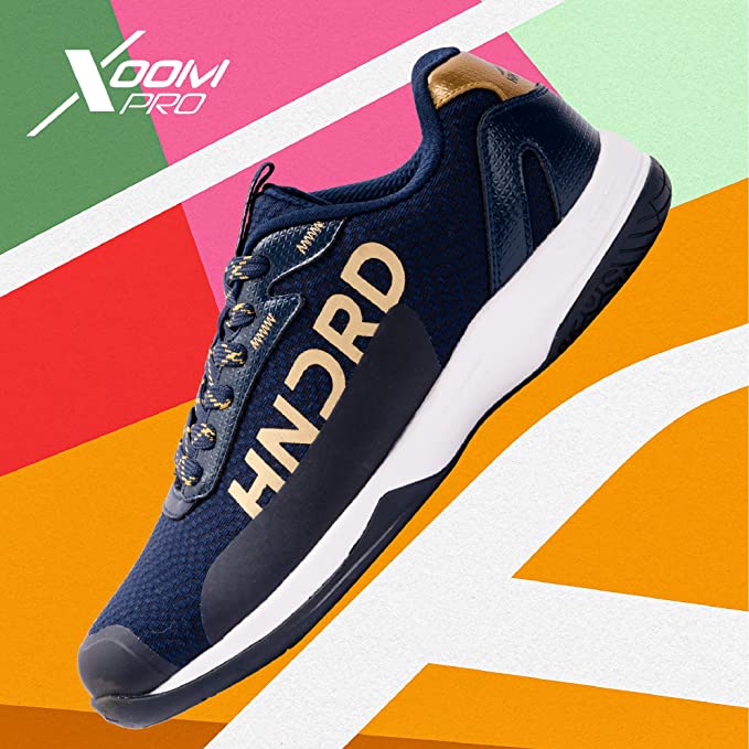 Hundred XOOM Pro Non-Marking Cushion Badminton Shoe (Navy/Gold)