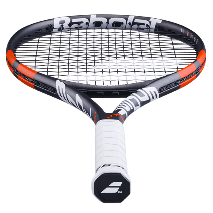 Close-up of Babolat Boost Strike racket head and strings. Now on Probadminton.in
