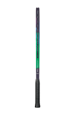Detail view of the grip and a portion of the shaft of the Yonex VCORE Pro Game tennis racquet, emphasizing its lightweight feel and maneuverability.