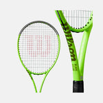 Player effortlessly swinging the Wilson Blade Feel RXT 105 tenniss racquet, showcasing its easy maneuverability. Shop now at ProBadminton.in.