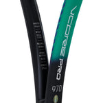 Graphic illustrating the 320g unstrung weight and balance point of the Yonex VCORE Pro 97D tennis racquet.