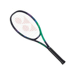 Close-up of the 100 sq. inch head of the Yonex VCORE Pro Game tennis racquet, highlighting the 16x19 string pattern for excellent spin potential.
