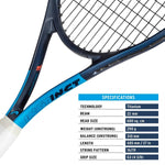 Close-up of the HEAD Instinct Comp racquet head and strings.

