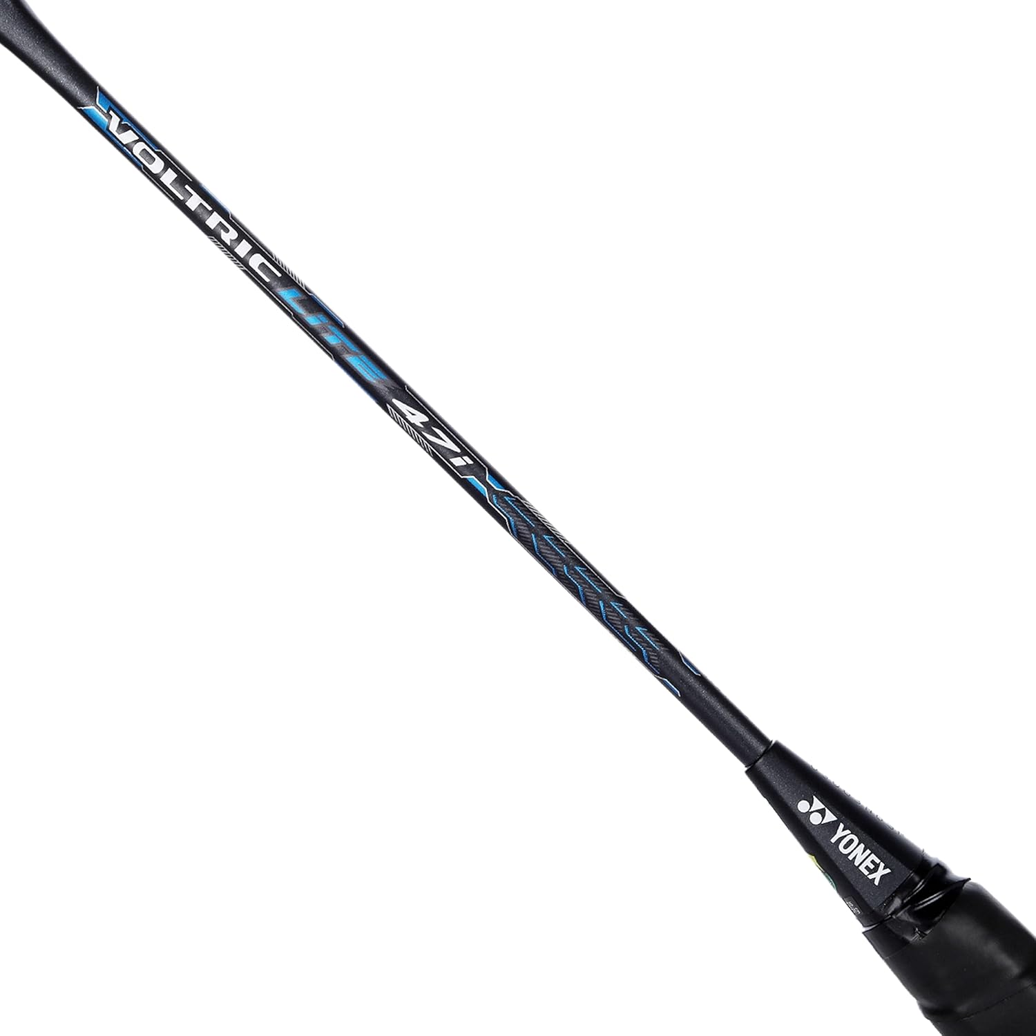 Close-up on the Yonex Voltric Lite 47i racket, demonstrating the benefits of its Solid Feel Core for a cleaner, more consistent impact.