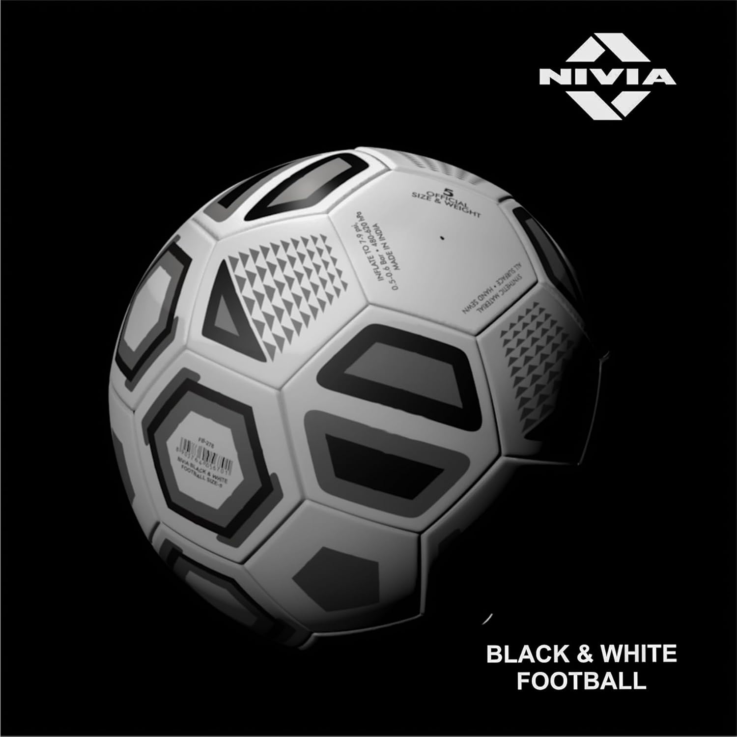 Nivia Blak & White Futball – Nivya Black White Football Hand Stiched probadminton.in