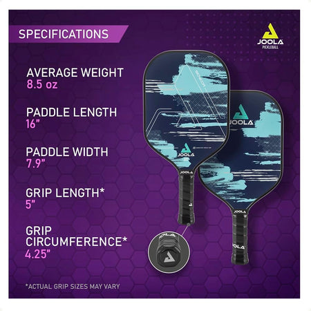 Joola Seneka CDS 16mm Pickleball Paddle resting against a pickleball net - probadminton.in