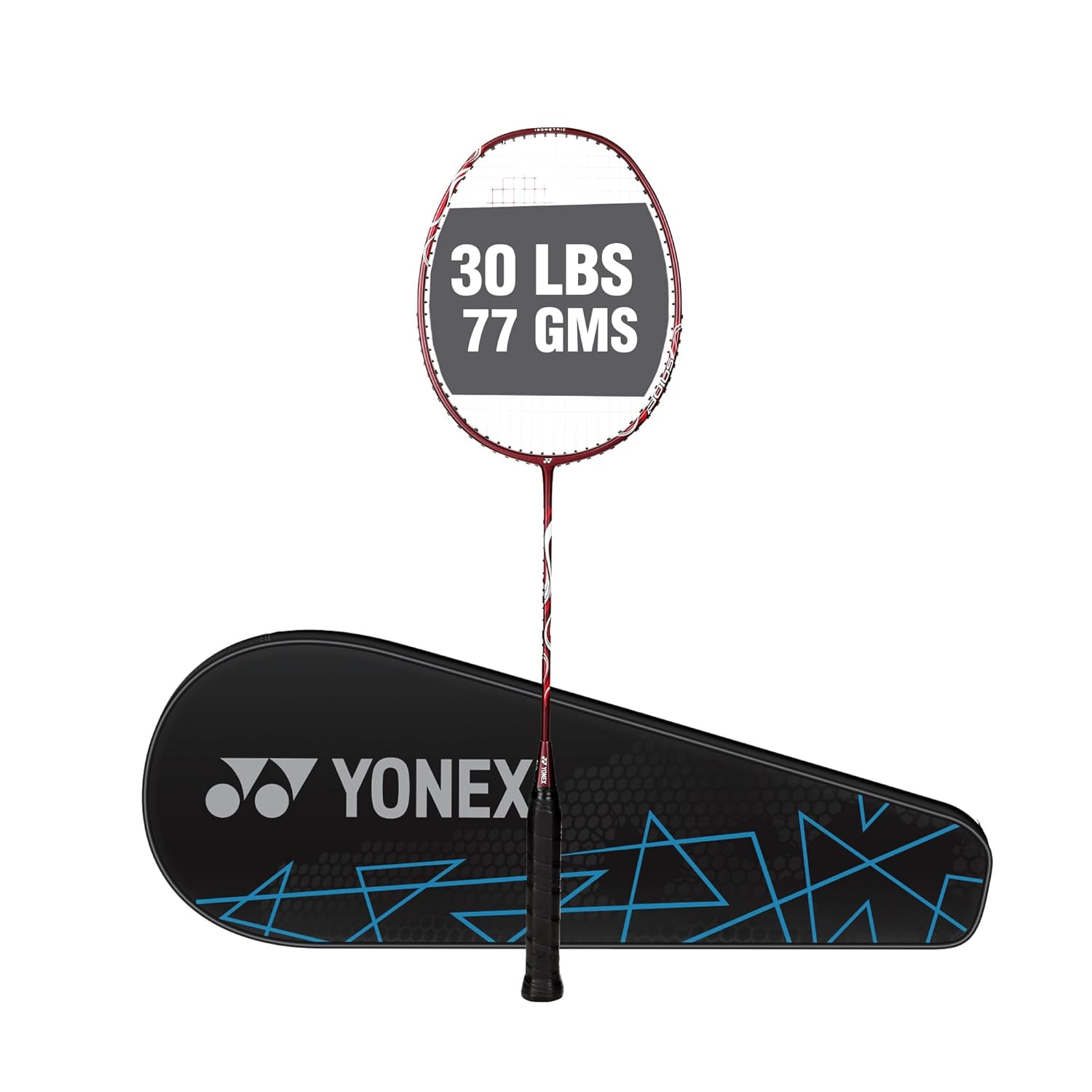 Close-up of the Kurenai Astrox Lite 45I racket's slim shaft, emphasizing its design for increased swing speed.

