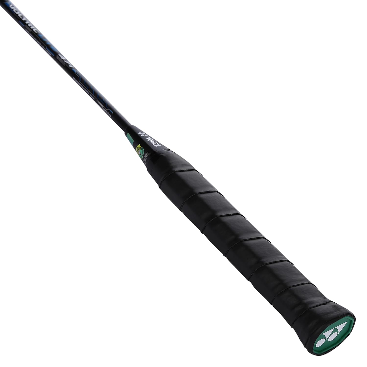 Yonex Voltric Lite 47i badminton racket, with focus on its shaft and frame construction that incorporates the Solid Feel Core for reduced impact vibrations.