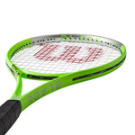 Graphic: "Wilson Blade Feel RXT 105 Tennis Racquet - Lightweight Graphite. Electrify your game! Buy at ProBadminton.in."