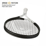 A competitive tennis player focused during a "misspell match" using the HEAD Speed MP L 2022 racquet, embodying quick swings and control. Your journey begins at ProBadminton.in.
