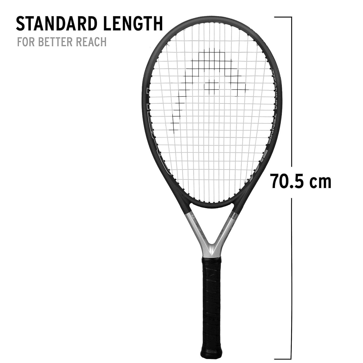 Close-up of the HEAD Ti.S6 racquet head and strings.

