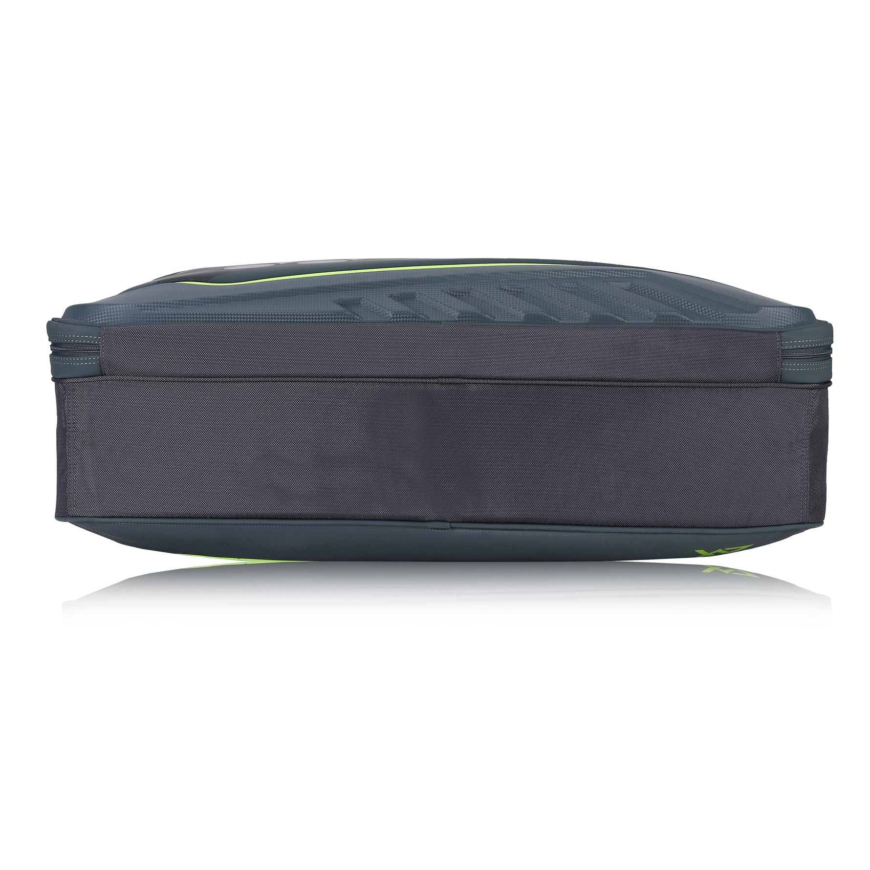 Black and green rectangular pouch on a white background