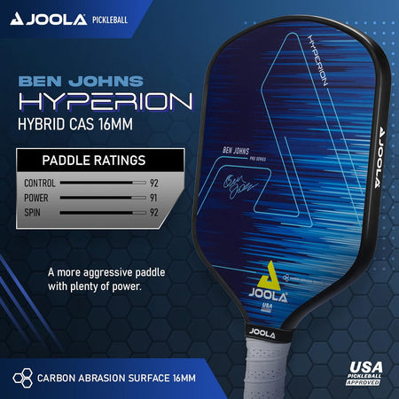 Jola Ben Johns Hyperion CAS 16mm Pickleball Paddle with its official USAPA approval stamp - probadminton.in