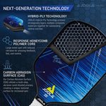 Joola Ben Johns Hypeiron CAS 16mm Pickleball Paddle next to a net - probadminton.in