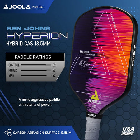 Joola Ben Johns Hyperion CAS 13.5mm Pickleball Paddle with official USAPA approval visible - probadminton.in