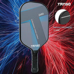 Tanso Zard Pickle Bat with a pickleball: "The Tanso Zard Pickle Bat placed next to a pickleball, ready for play."