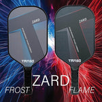 Tanso Zard Pickle Bat on a court line: "The Tanso Zard Pickle Bat resting precisely on a pickleball court line, symbolizing accuracy."