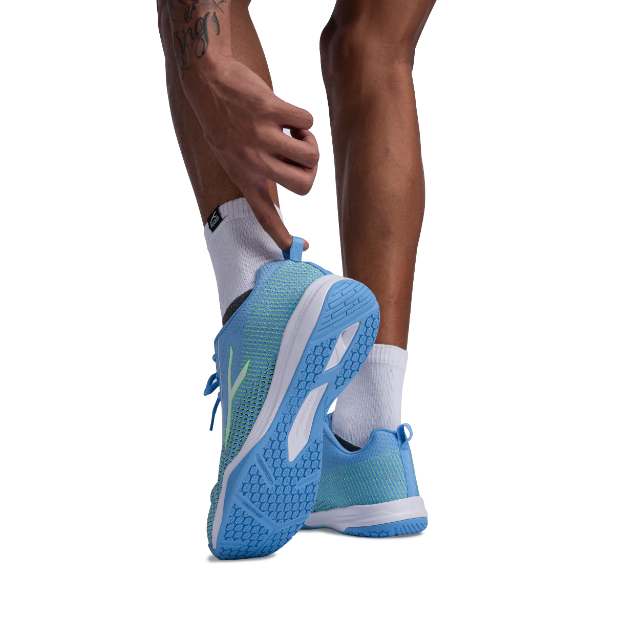 Hundred Blade Lite Badminton Shoe | Grey/Blue/Yellow