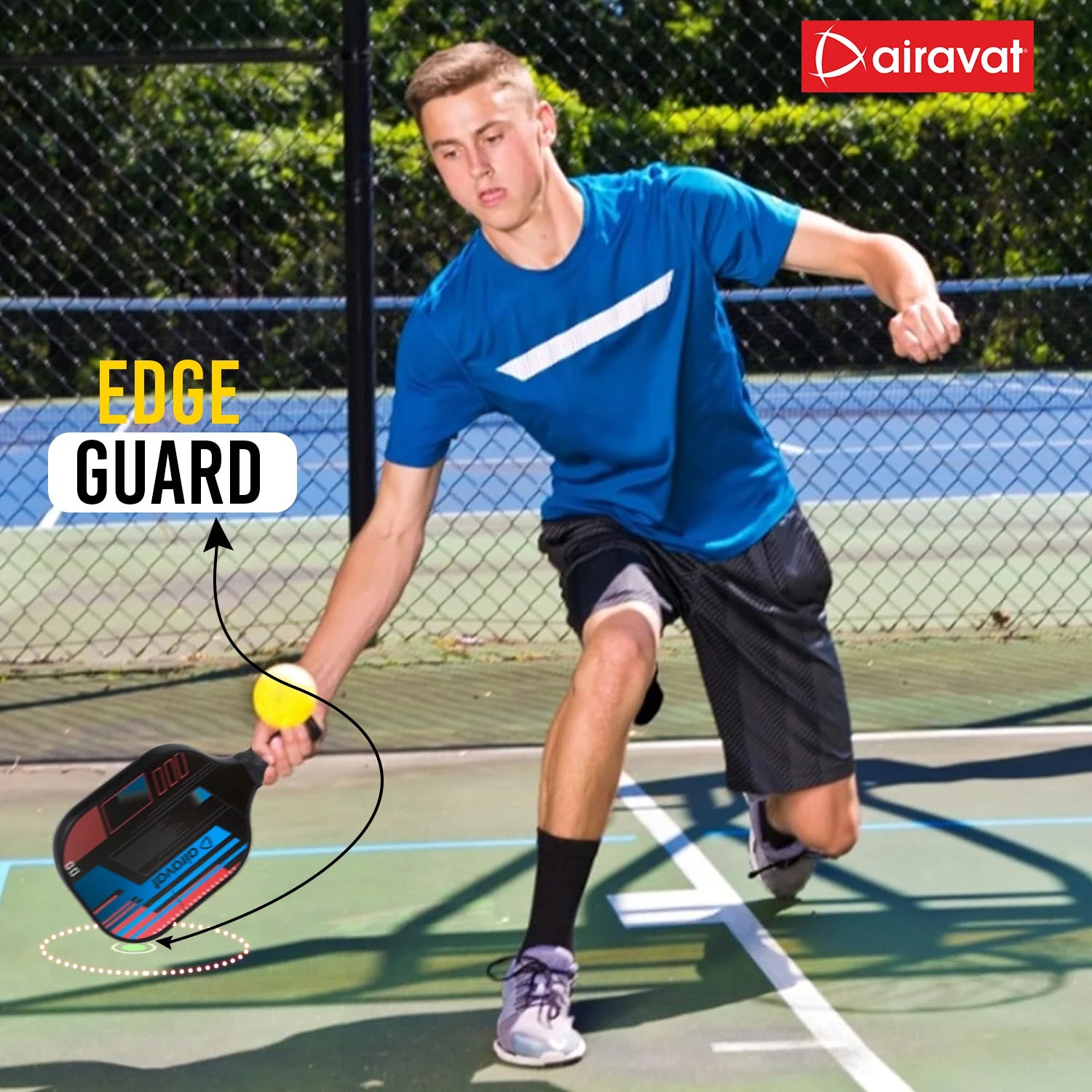 Airavat Bang Pickleball Paddle (Single) - Durable Fiberglass Design for Indoor/Outdoor Play | ProBadminton.in