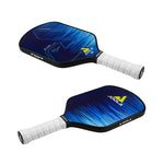 Angle shot showing the aggressive shape of Joola Ben Johns Hyprion CAS 16mm paddle - probadminton.in