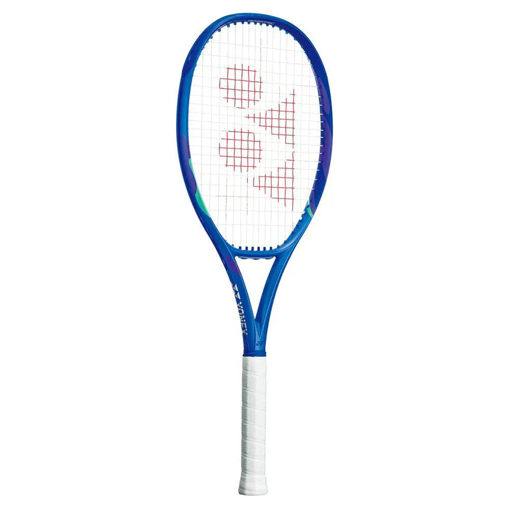Yonex Ezone 100L Tennis Racquet (285g) in a vibrant Blast Blue, showcasing its full frame design and modern aesthetic, available at Probadminton.in.