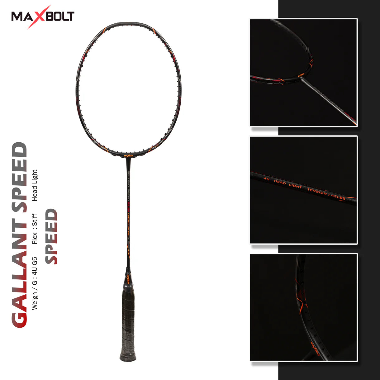 Maxbolt Gallent Speed Slim racquet unstrung – probadminton.in